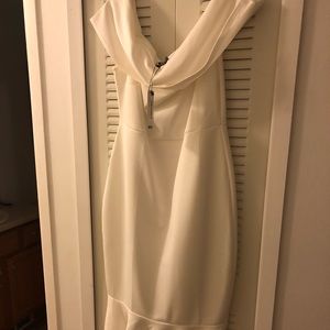 Boohoo Off the shoulder peplum dress
